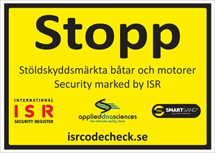 STOR Varningsskylt STOPP, båtar och motorer